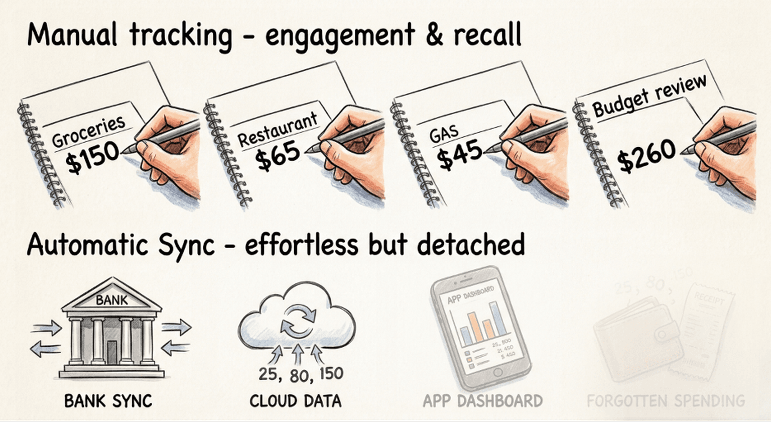 Why Manual Expense Tracking Beats Automatic Bank Sync